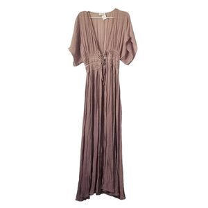 Lilyful Mauve Embroidered Maxi Short Sleeve Duster size Small